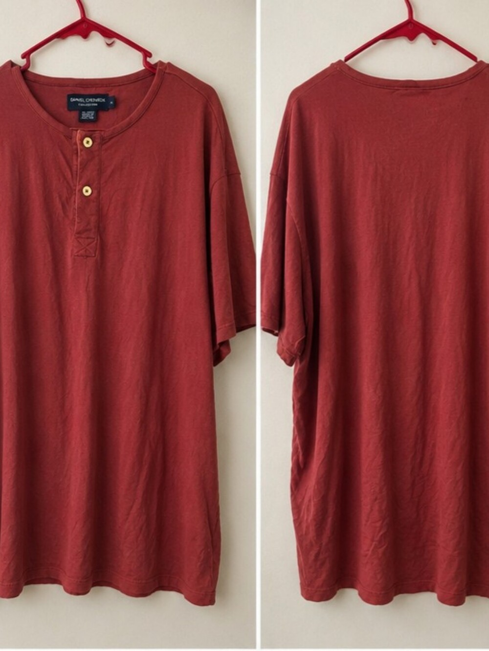 Daniel Cremieux Men’s Brick Red Short-Sleeve Henley Shirt